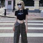 Short-sleeve Letter T-shirt Crop