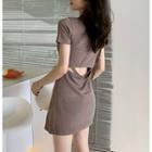 Cutout-back Mini T-shirt Dress