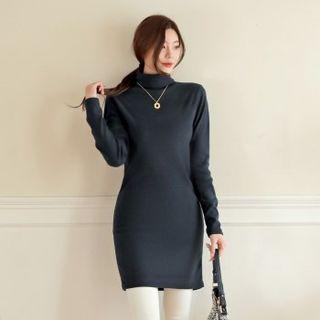Turtle-neck Napped Longline Top