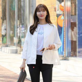 Dolman-sleeve Slit-side Zip-up Parka