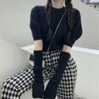 Arm Sleeves Knitted Plain Sweater