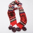 Owl Pattern Knit Scarf Tangerine Red - 210 X 70cm
