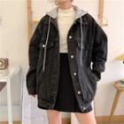Hooded Denim Jacket Black - One Size