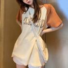 Elbow-sleeve Raglan Numbering T-shirt