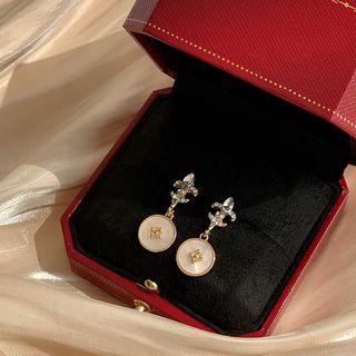 925 Sterling Silver Button Drop Earring