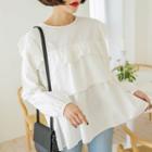 Lace-trim Flap-layered Top