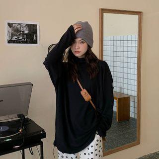 Oversize High-neck Plain Top