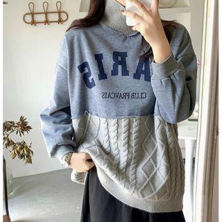 High-neck Linen Flower Panel Top