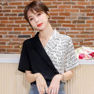 Short-sleeve Letter Panel Shirt