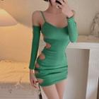 Set: Spaghetti Strap Cut Out Bodycon Dress + Shrug