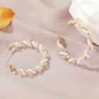 Twisted Faux Pearl Open Hoop Earring 1 Pair - 01-8175 - White - One Size