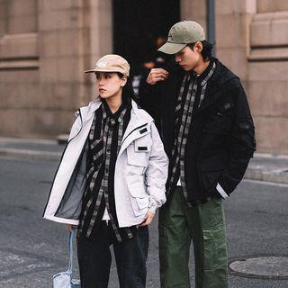 Couple Matching Zip Cargo Jacket