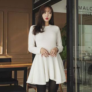 Ribbed A-line Minidress