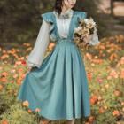 Set: Collared Blouse + Overall Dress