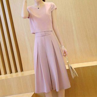 Set: Short Sleeve T-shirt + Plain Culottes