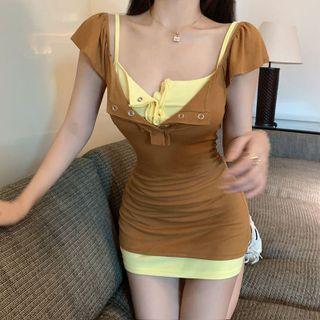 Plain Spaghetti Strap Dress / Short Sleeve Plain Dress