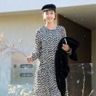 Round-neck Dotted Long Tiered Dress