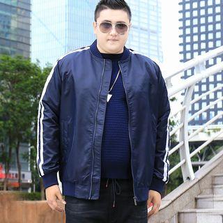 Contrast-trim Zip-up Bomber Jacket