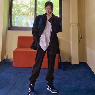 Pleated Jogger Pants Black - One Size