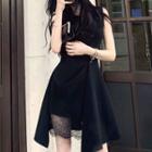 Lace Panel Asymmetric Sleeveless Dress