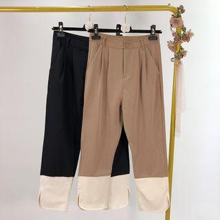 Two-tone Cropped Straight-fit Pants