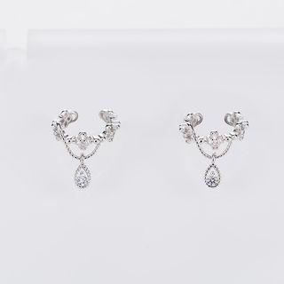 925 Sterling Silver Rhinestone Drop Ear Cuff