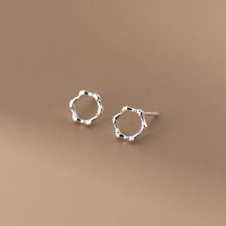 Floral Stud Earring 1 Pair - S925 Silver - Silver - One Size