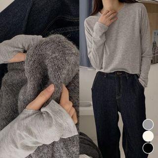Thumb-hole Napped T-shirt