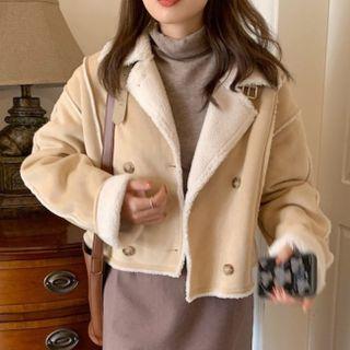 Lambswool Panel Leather Jacket