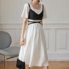 Set: Square Neck Midi A-line Dress + Camisole Top