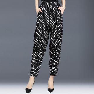 Dotted Shirred Harem Pants