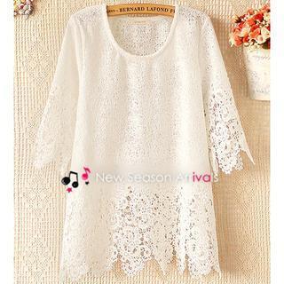 Elbow-sleeve Lace Top