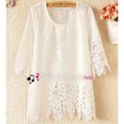 Elbow-sleeve Lace Top