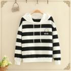 Color-block Stripe Embroidered Hoodie
