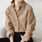 Striped Lapel Long-sleeve Shirt