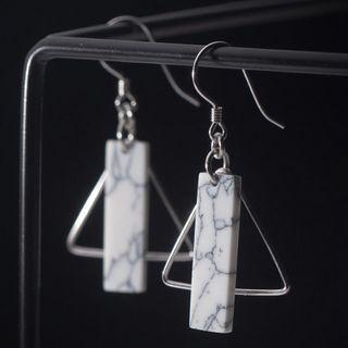 Turquoise Bar Triangle Sterling Silver Dangle Earring 1 Pair - S925 Silver - Earring - Silver - One Size