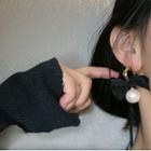 Lace Bow Faux Pearl Dangle Earring 1 Pair - Black - One Size