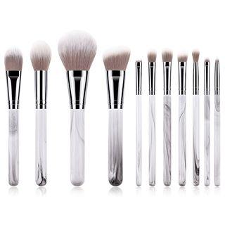 Set Of 11: Makeup Brush Set Of 11 - Gray & White - One Size