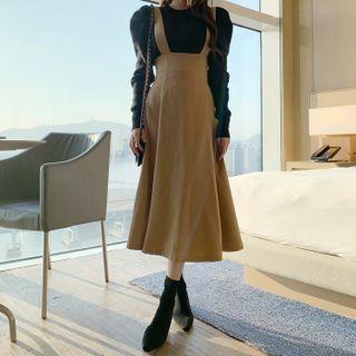 Lace-up Napped Long Overall Dress