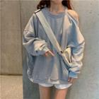 Color Block Cold Shoulder Sweatshirt