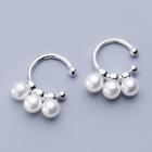 925 Sterling Silver Faux Pearl Earring 1 Pair - S925 Silver - Silver & White - One Size