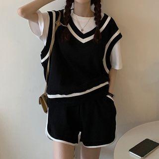 Contrast Trim Sweater Vest / Sweatshorts
