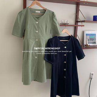 Button A-line Mini Dress