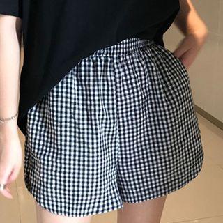 Wide-leg Checker Shorts As Shown In Figure - One Size
