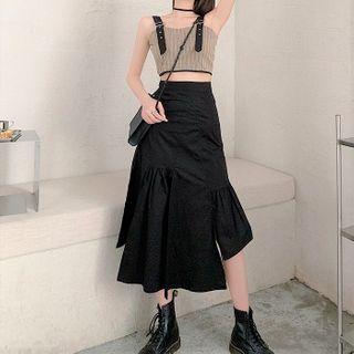 Buckled Tank Top / Irregular A-line Midi Skirt