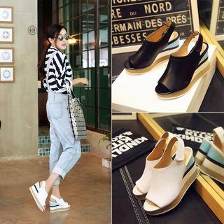 Wedge Peep Toe Sling Back Sandals