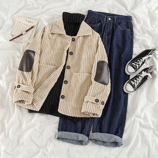 Turtleneck Sweater / Corduroy Jacket / Wide Leg Jeans