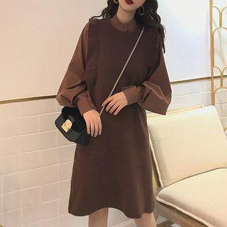 Set: Plain Blouse + Ruffle Sleeveless Dress