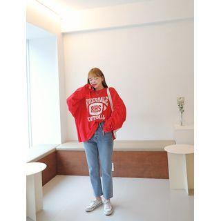 Printed Shirred-sleeve Oversized T-shirt