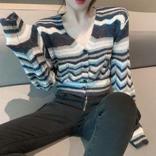 Chevron Stripe Cardigan As Shown In Figure - One Size